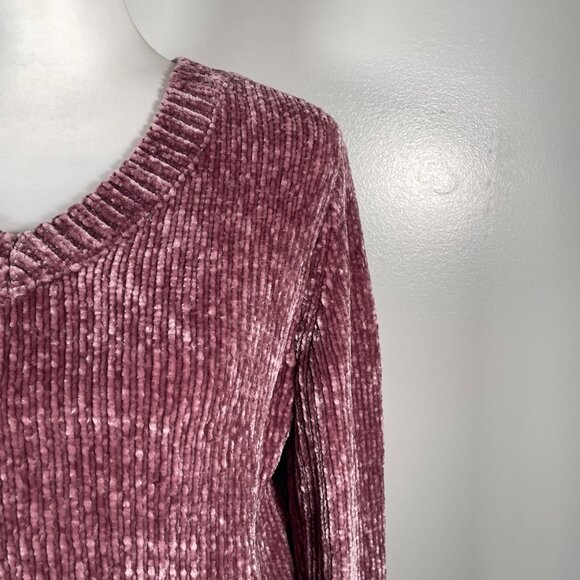 Orvis Burgundy Velvety V Neck  Chunky Tight Knit Long Sleeve Pullover Large - Picture 4 of 14